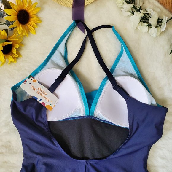 🎊HOST PICK🎊 NWT ENJOY THE SUNSHINE FRONT CROSS RACER-BACK ONE PIECE SWIMSUIT - Picture 6 of 8